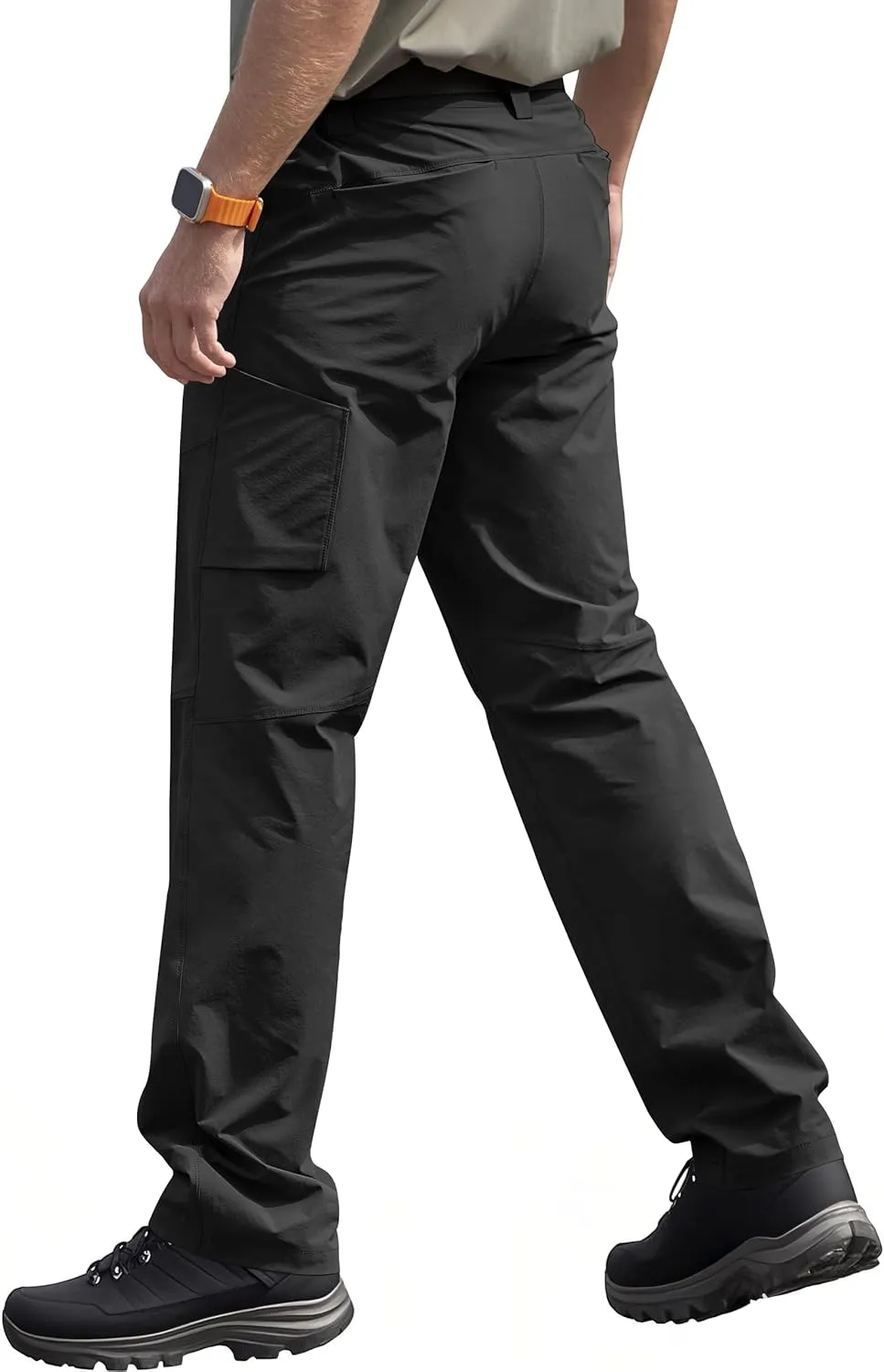 Men's Quick Dry Hiking Pants, Water-Resistant Lightweight Stretch Cargo Pants, Elastic Waist Work Pants with 7 Pockets
