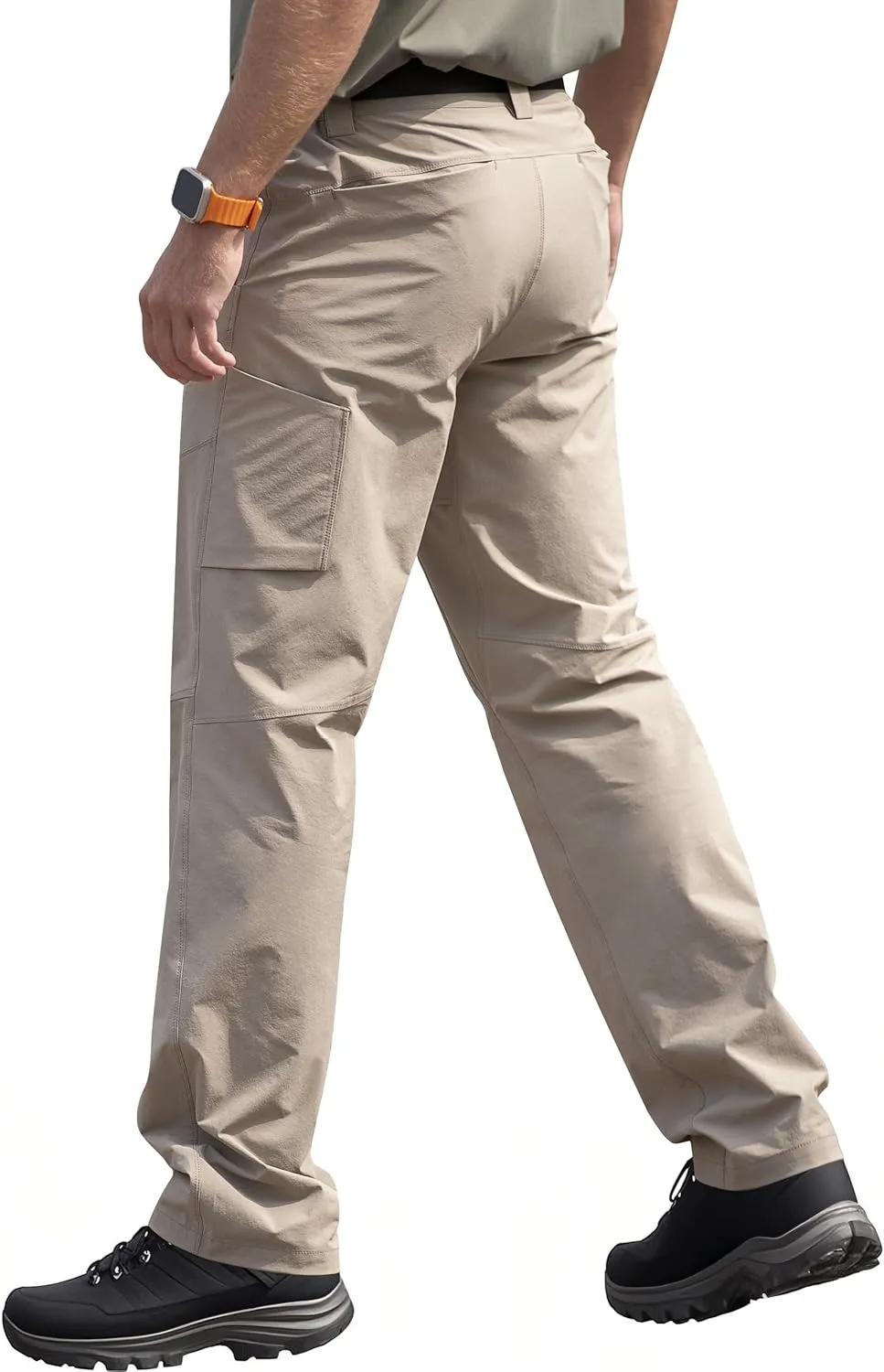 Men's Quick Dry Hiking Pants, Water-Resistant Lightweight Stretch Cargo Pants, Elastic Waist Work Pants with 7 Pockets
