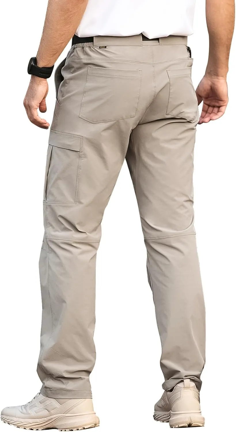 Men's Quick Dry Hiking Work Cargo Pants with Belt Lightweight Water-Resistant Stretch Pants for Fishing Outdoor Casual