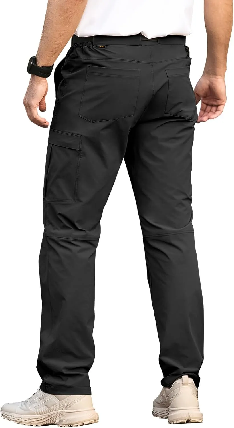 Men's Quick Dry Hiking Work Cargo Pants with Belt Lightweight Water-Resistant Stretch Pants for Fishing Outdoor Casual