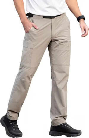 Men's Quick Dry Hiking Work Cargo Pants with Belt Lightweight Water-Resistant Stretch Pants for Fishing Outdoor Casual