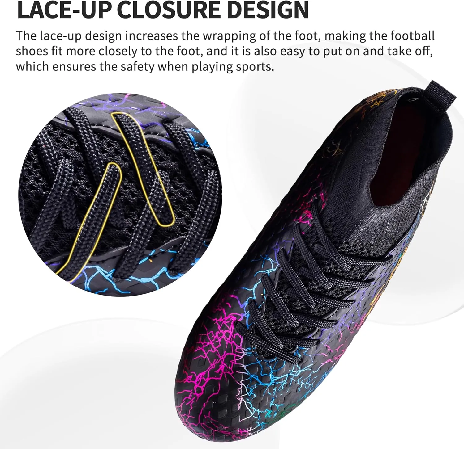 Mens Soccer Cleats Outdoor Lightweight High-Top Training Boots Ground Athletic Football Boots Soccer Shoes for Men/Women