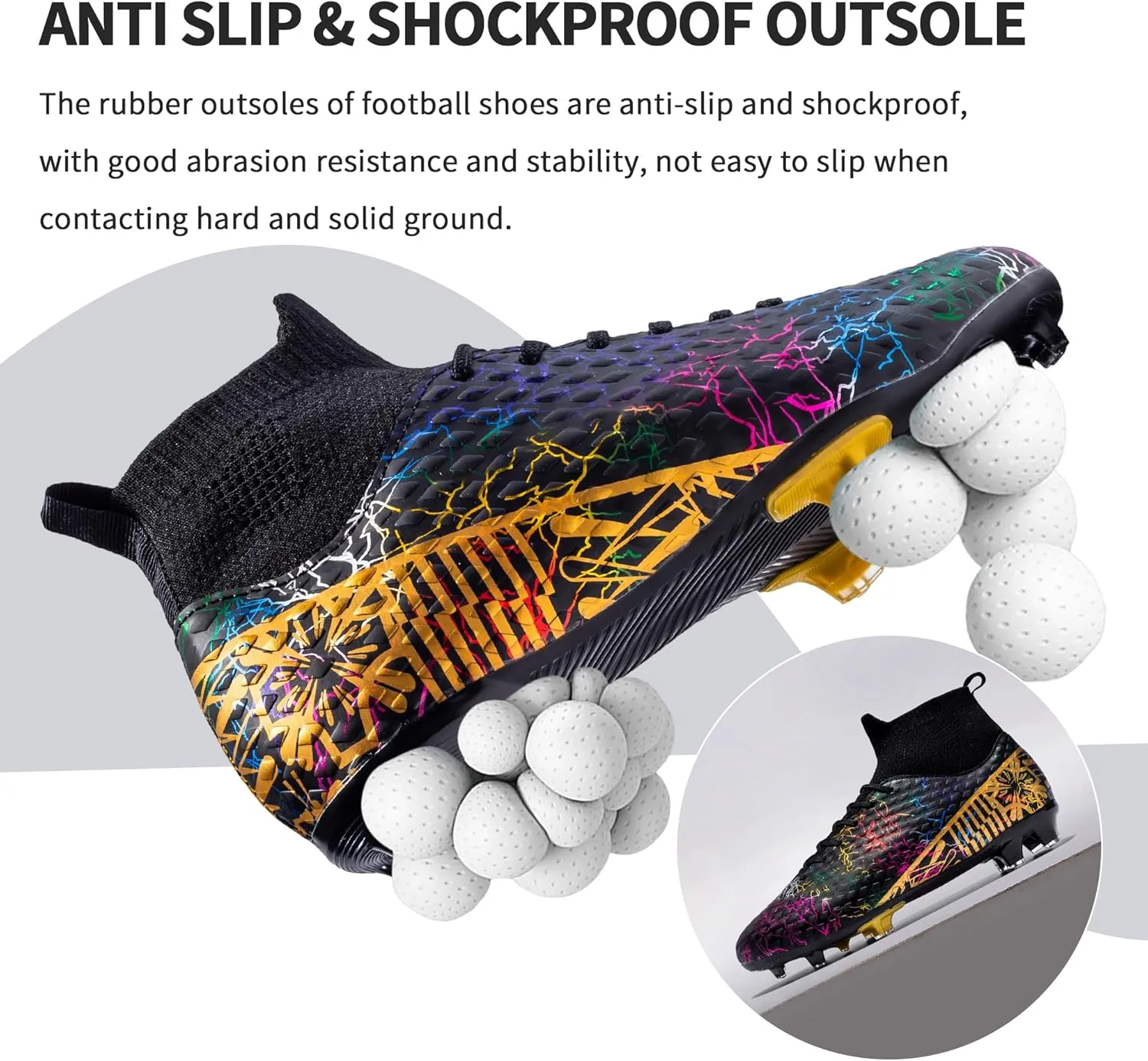 Mens Soccer Cleats Outdoor Lightweight High-Top Training Boots Ground Athletic Football Boots Soccer Shoes for Men/Women