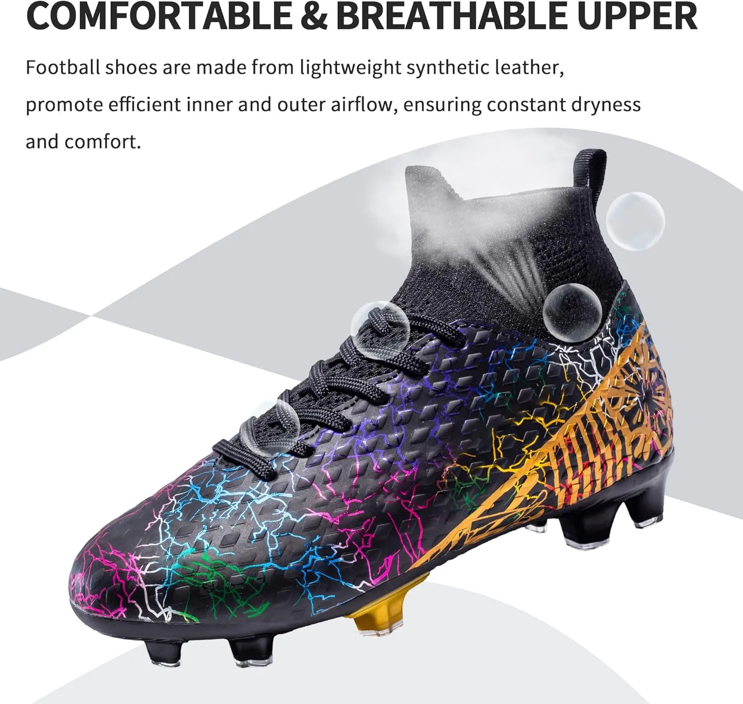 Mens Soccer Cleats Outdoor Lightweight High-Top Training Boots Ground Athletic Football Boots Soccer Shoes for Men/Women