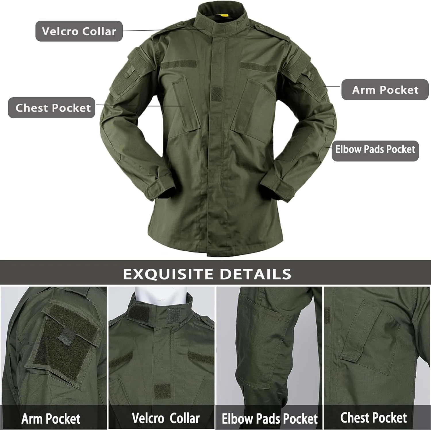 Men's Tactical Combat Jacket and Pant Set Ripstop Military Uniform Outdoor Hunting Paintball Airsoft Casual Clothes