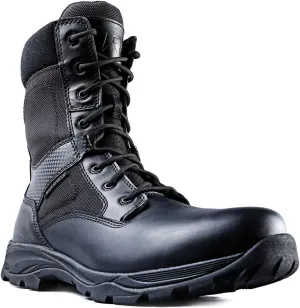 Men’s Tactical Waterproof Composite Toe Boots Max Pro 8” with Zipper - Oil & Slip Resistant Black Leather Boots