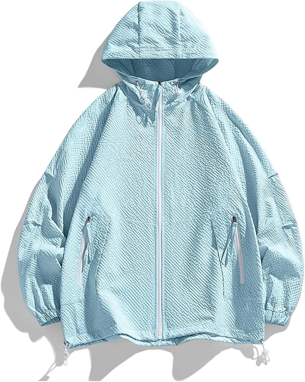 Mens UPF 50  Sun Protection Lightweight Jacket Breathable Cooling UV Rash Guard Full Zip Hoodies Athletic Sun Shirts
