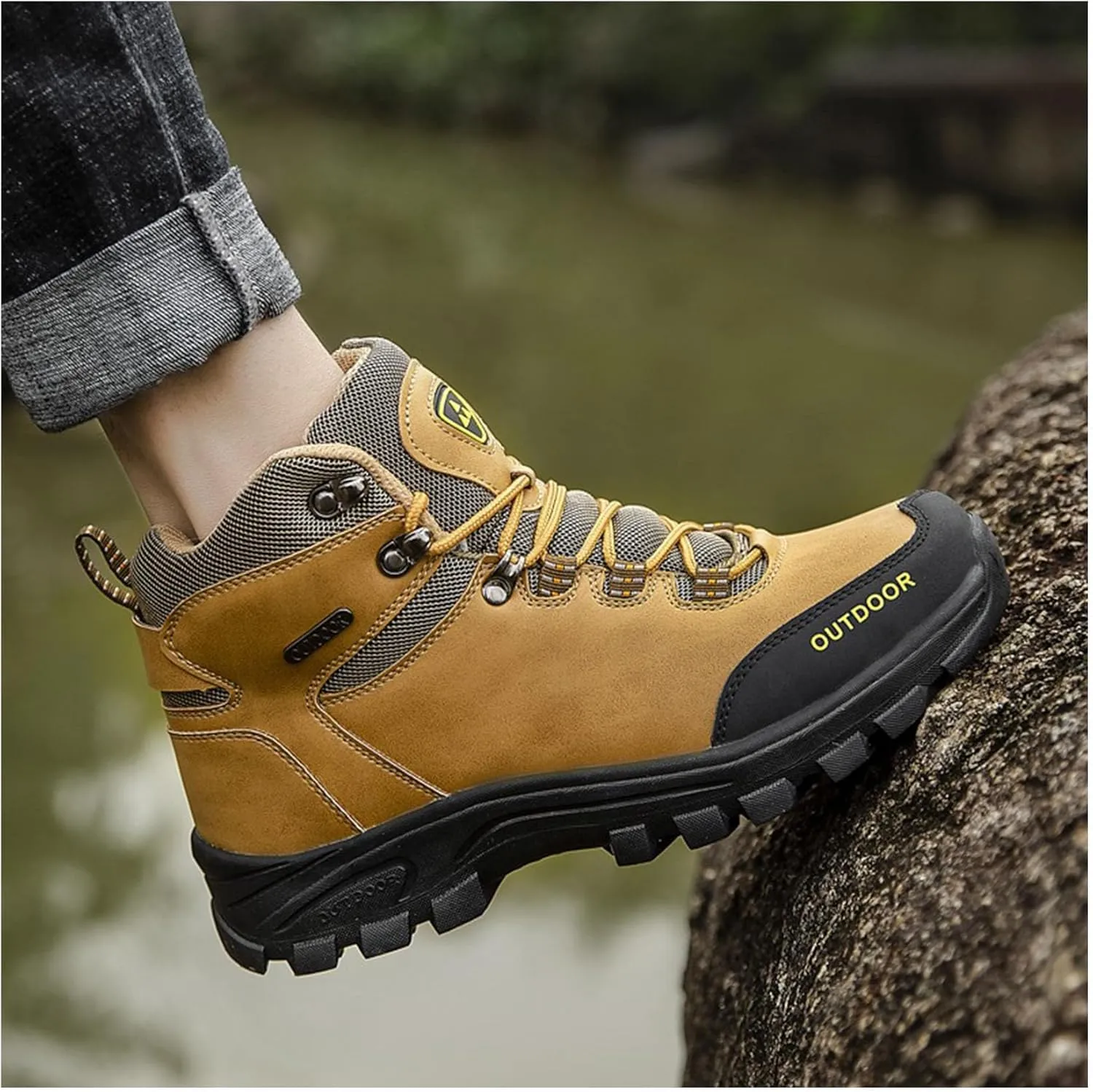 Men's Water-Resistant Hiking Shoes Non-Slip Work Boots Lightweight Outdoor Boots for Men