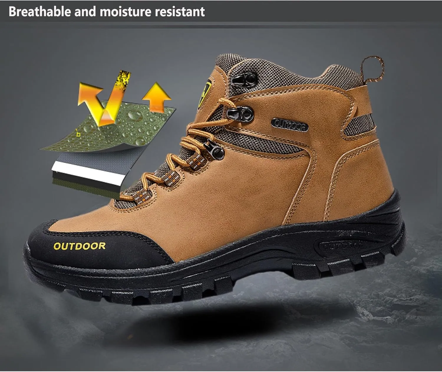 Men's Water-Resistant Hiking Shoes Non-Slip Work Boots Lightweight Outdoor Boots for Men