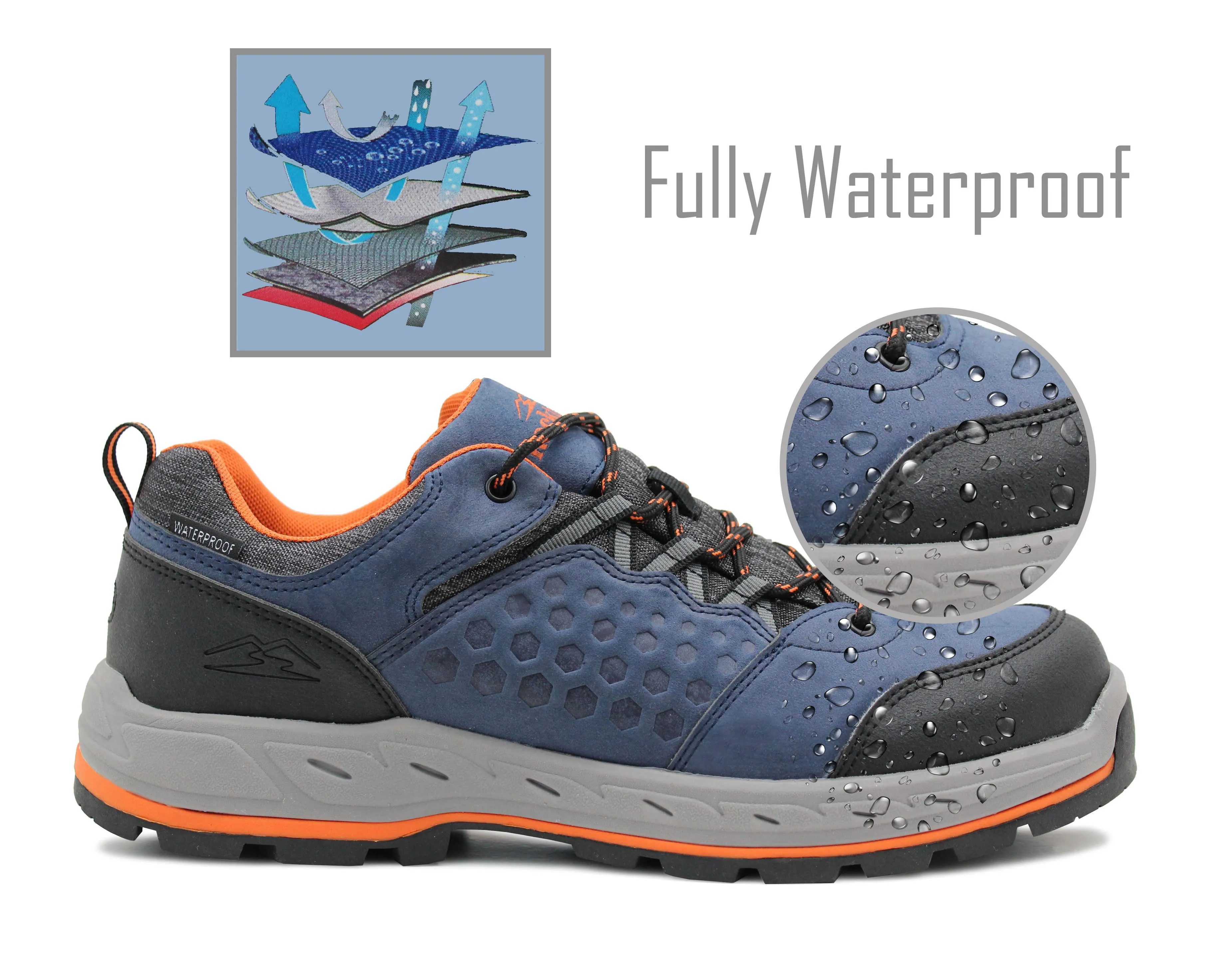 Mens Waterproof Breathable Lightweight Hiking Boots Shoes Outdoor Trekking Mountaineering Trail Low Top Shoes