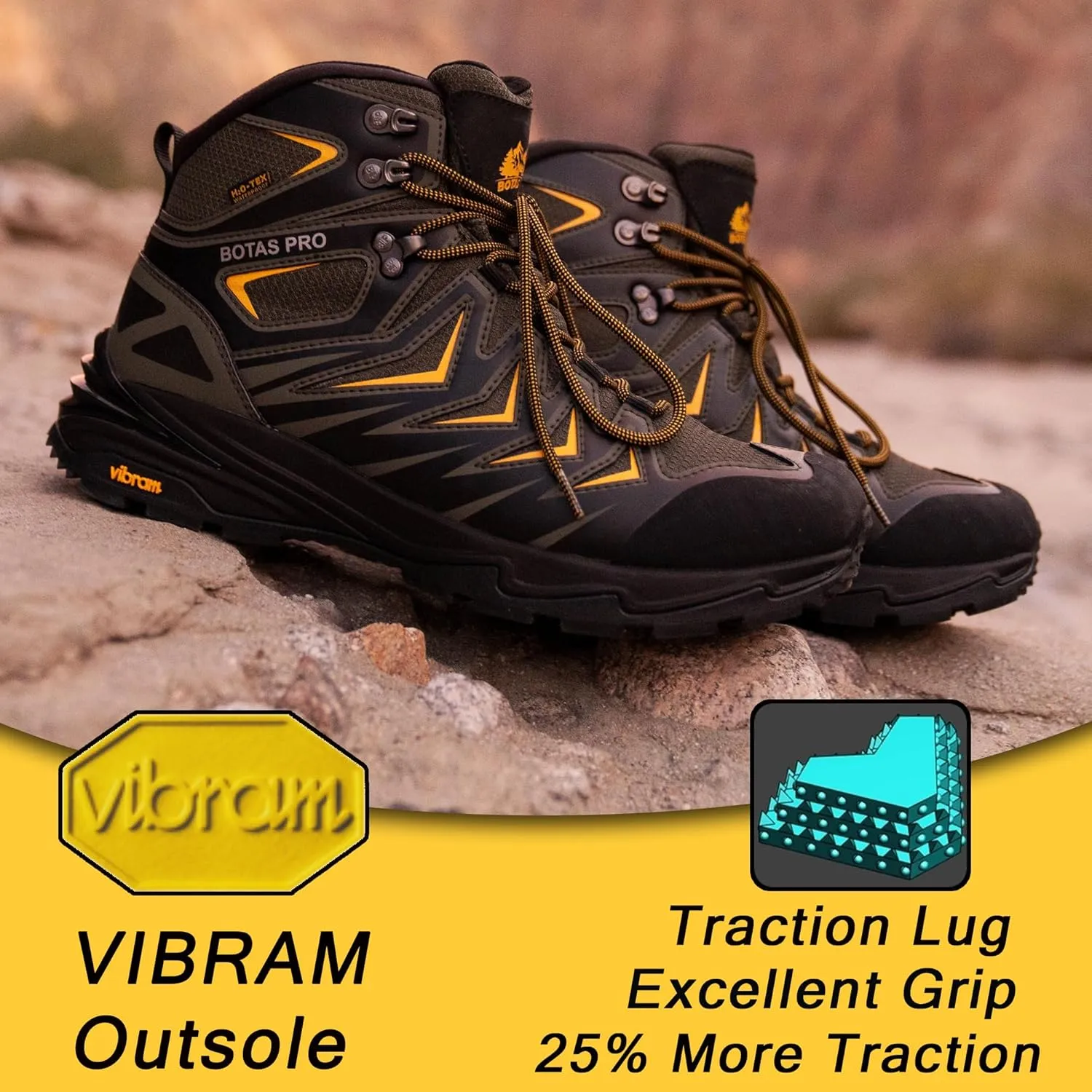 Men's Waterproof Hiking Boots, 6 Inch Slip Resistant Light Weight Outdoor Boots
