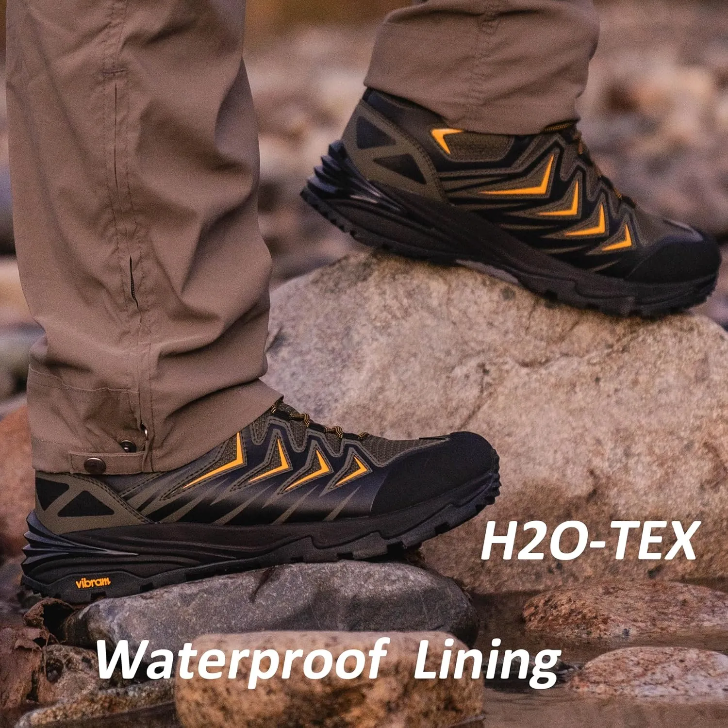 Men's Waterproof Hiking Boots, 6 Inch Slip Resistant Light Weight Outdoor Boots