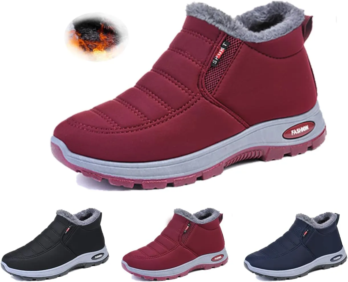 Men's Winter Boots Waterproof Slip-On Warm Lined Boots Ankle Boots Lightweight Waterproof Outdoor Winter Deep Grain Rubber Sole for