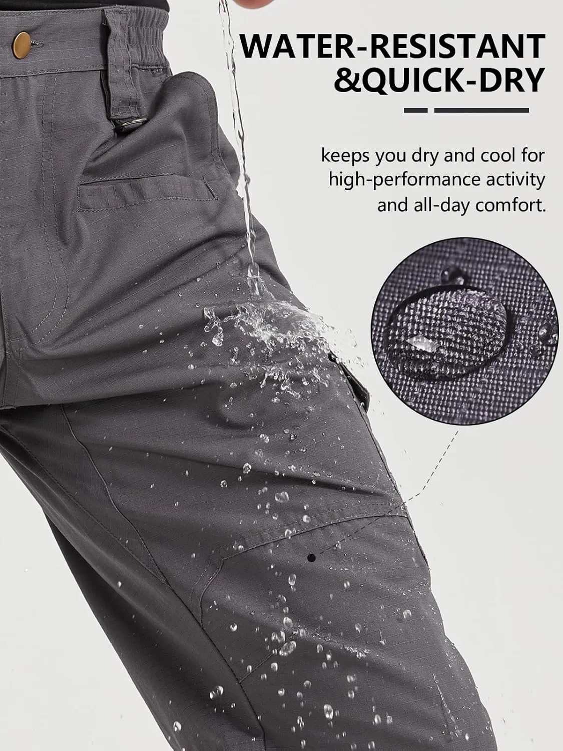 Mens Work Pants Cargo Tactical Construction for Men Ripstop Waterproof Lightweight Outdoor Hiking with Pockets