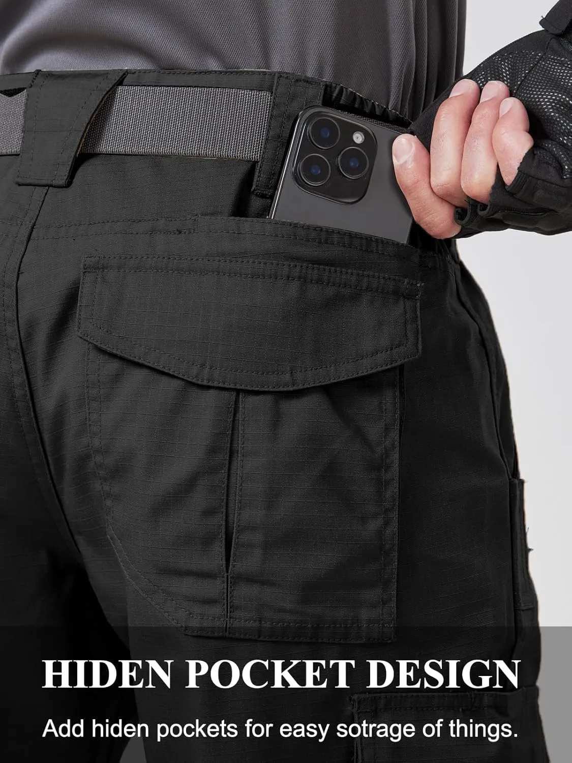 Mens Work Pants Cargo Tactical Construction Ripstop Waterproof Lightweight Outdoor Hiking Pants with Pockets
