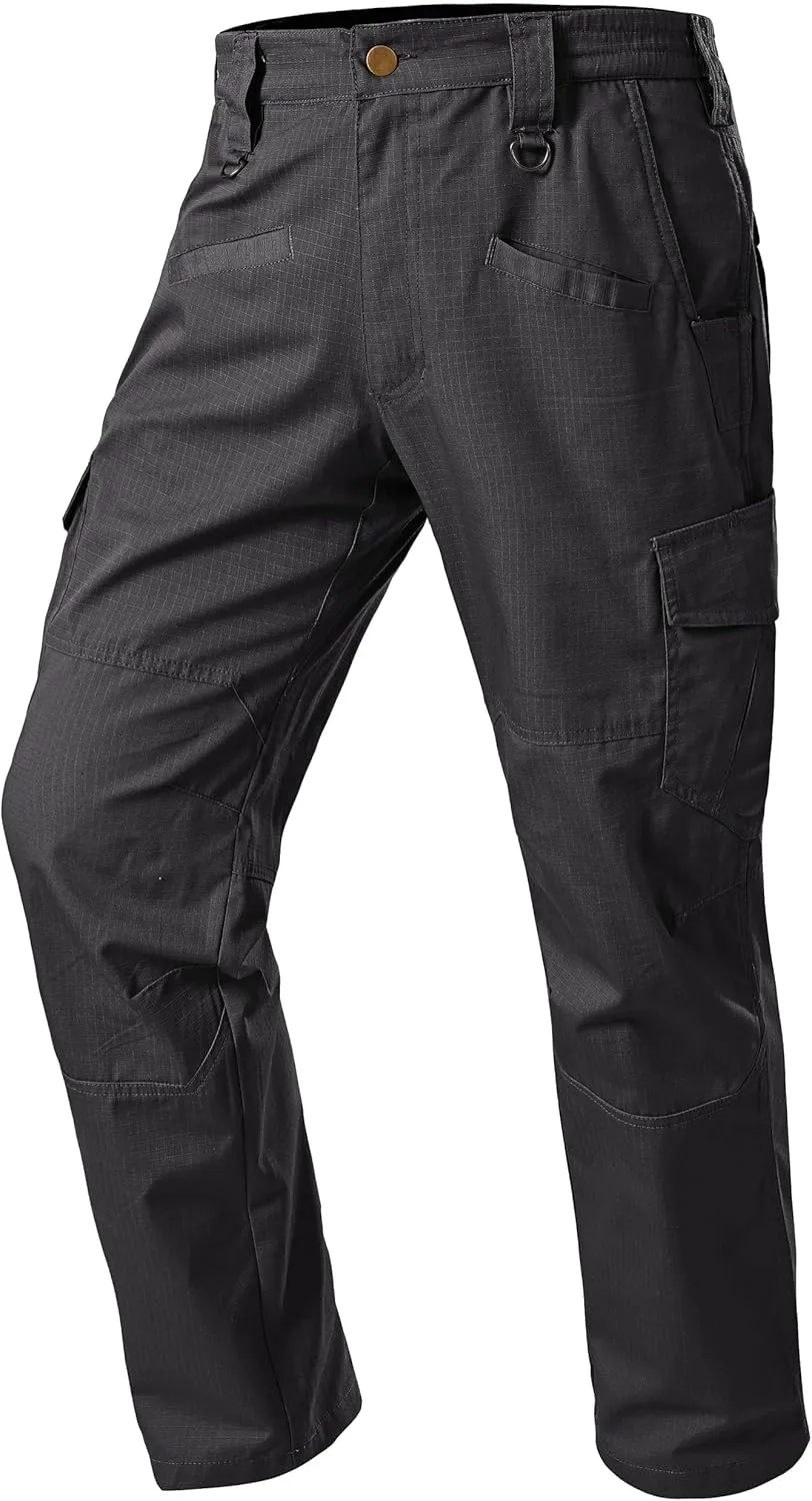 Mens Work Pants Cargo Tactical Construction Ripstop Waterproof Lightweight Outdoor Hiking Pants with Pockets