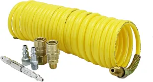 Milton (MK1669-1) 25-Foot Re-Koil Air Hose, M-Style Adjustable Pocket Blow Gun, and M-Style Air Coupler & Plug Kit - 1/4" Flow NPT, (6-Piece)