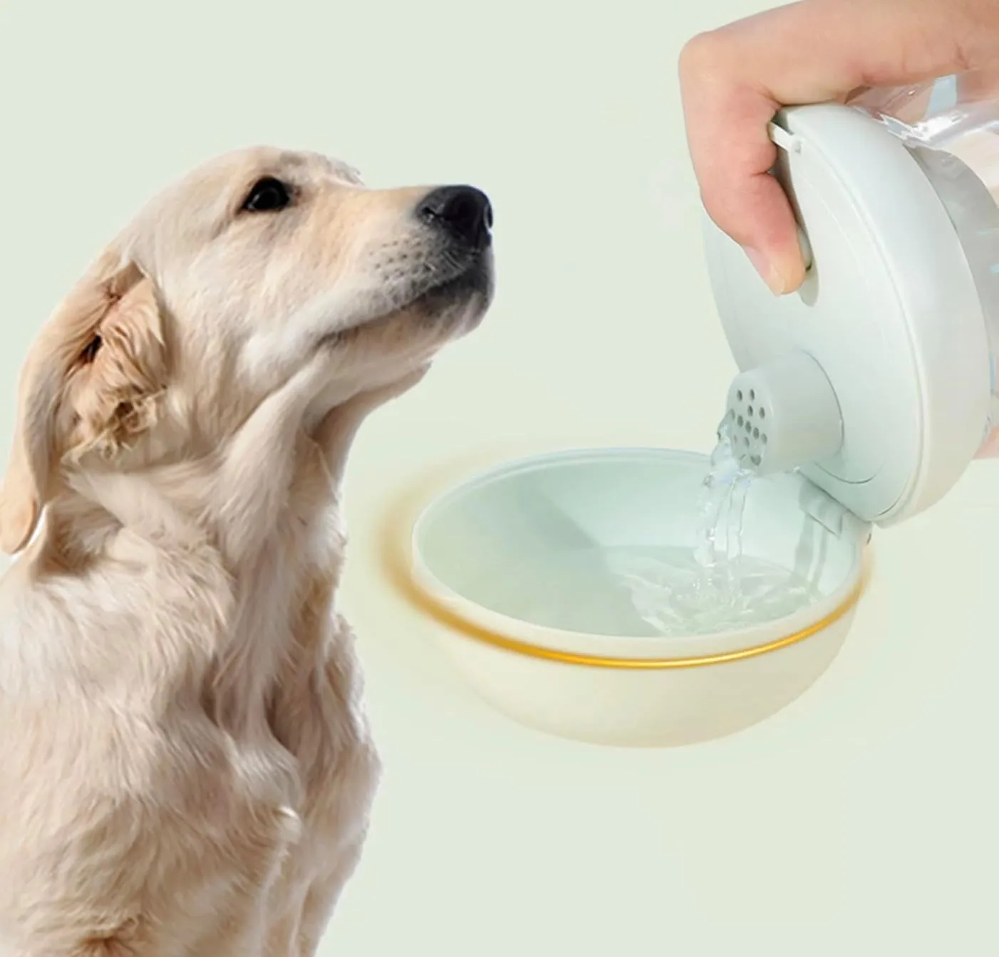 Mini portable outdoor travel water bottle dispenser for dogs and cats - Leak proof and lightweight - Perfect for walking hiking travelling (White, Standard)
