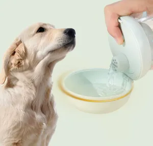 Mini portable outdoor travel water bottle dispenser for dogs and cats - Leak proof and lightweight - Perfect for walking hiking travelling (White, Standard)