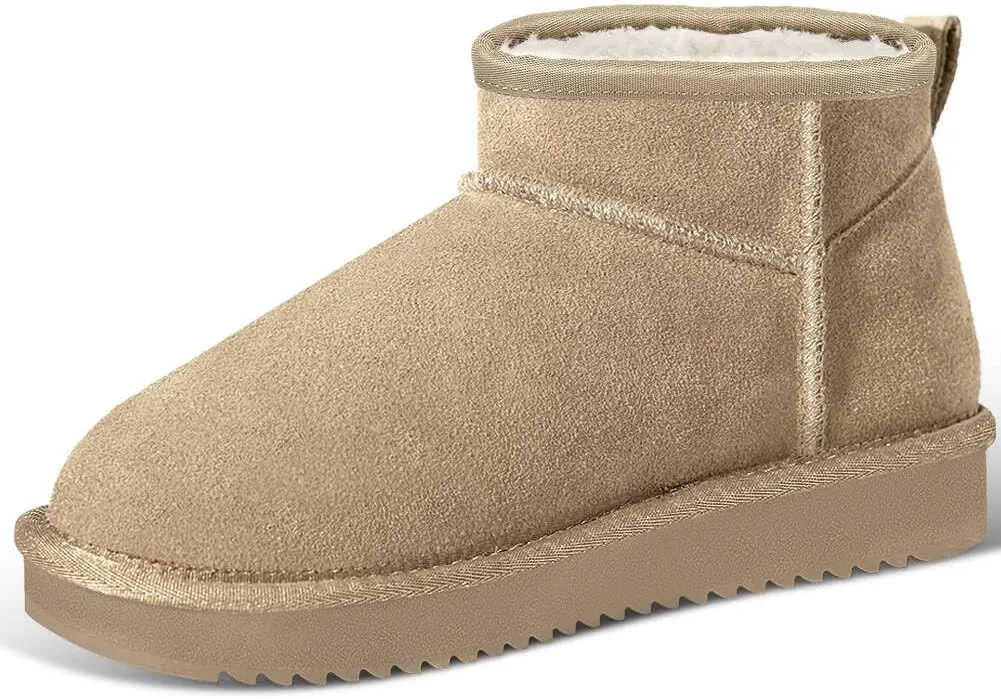 Mini Snow Boots for Women Anti-Slip Womens Boots Fur Fleece Lined Ankle Boot Winter Suede Snow Boots Indoor & Outdoor