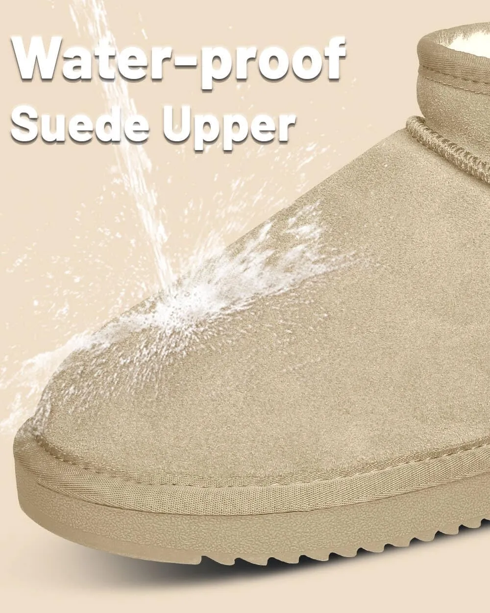 Mini Snow Boots for Women Anti-Slip Womens Boots Fur Fleece Lined Ankle Boot Winter Suede Snow Boots Indoor & Outdoor