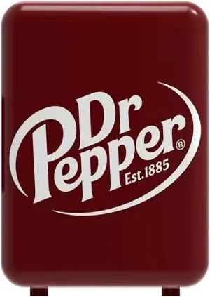 MIS135DRP DR. Pepper Mini Portable Compact Personal Fridge Cooler, 4 Liter Capacity, 6 Cans, Makeup, Skincare, Freon-Free & Eco Friendly, Maroon