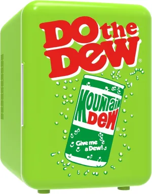 MIS151MD Mountain Dew Retro, Mini Portable Compact Personal Fridge Cooler, 4 Liter Capacity Chills Six 12 oz Cans, 100% Freon-Free & Eco Friendly, 6, White/Green