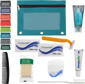 Moda West 24 Kits - Bulk Case of Wholesale Basic Toiletry Kits for Men, Women, Travel, Charity In Pouch With See Thru Window