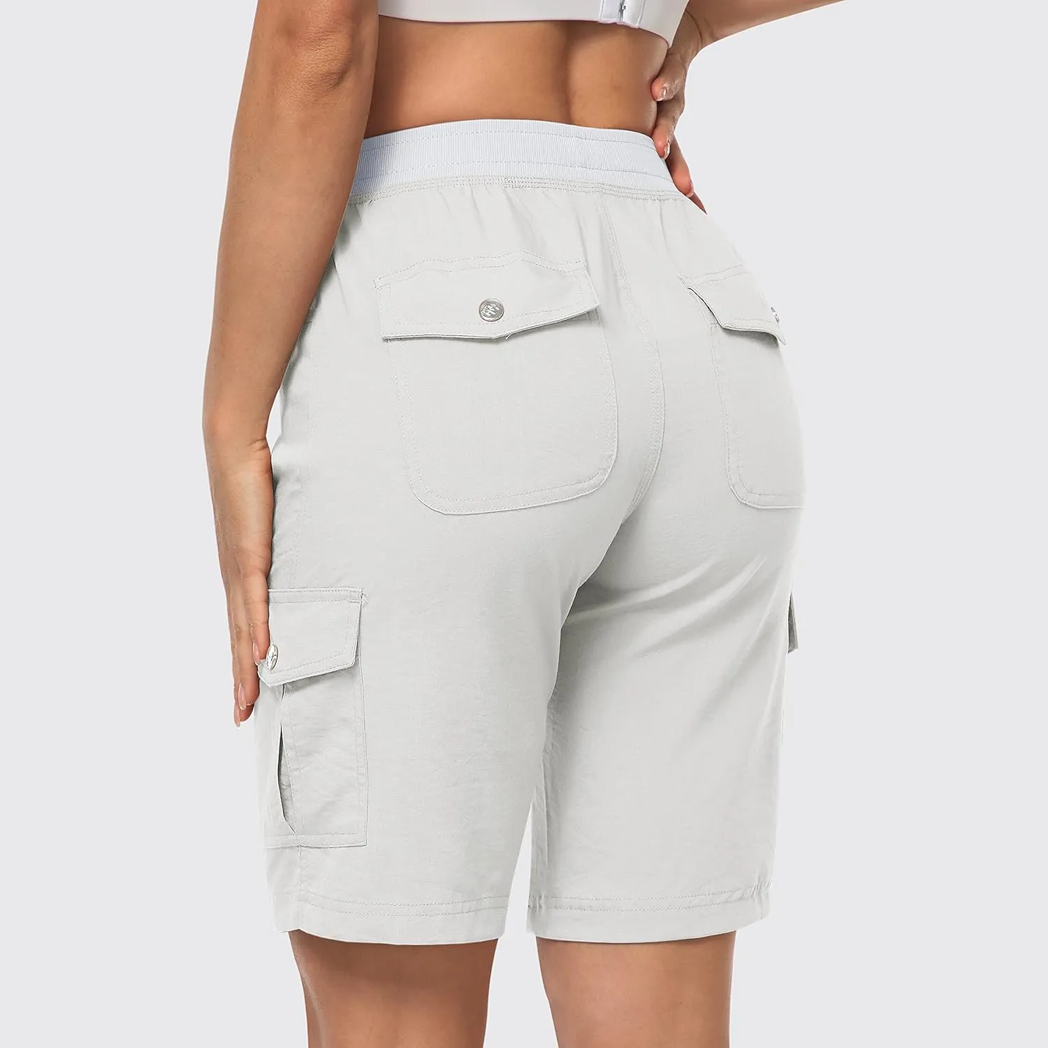 MoFiz Women's 10" Hiking Cargo Shorts 6 Pockets Lightweight Quick Dry Outdoor Running Athletic Short Summer Travel Loose