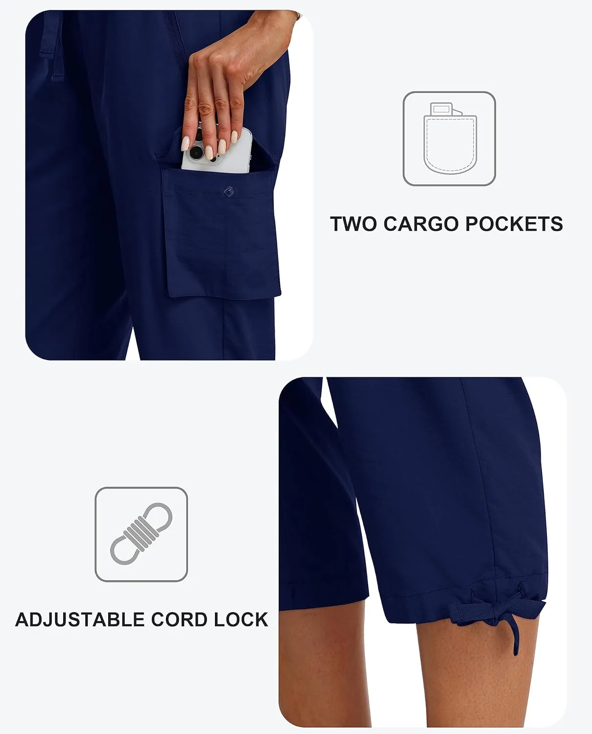 MoFiz Women's Cargo Capris Pants Loose Fit Casual Hiking Pants Lightweight Quick Dry Travel Summer Pants for Women