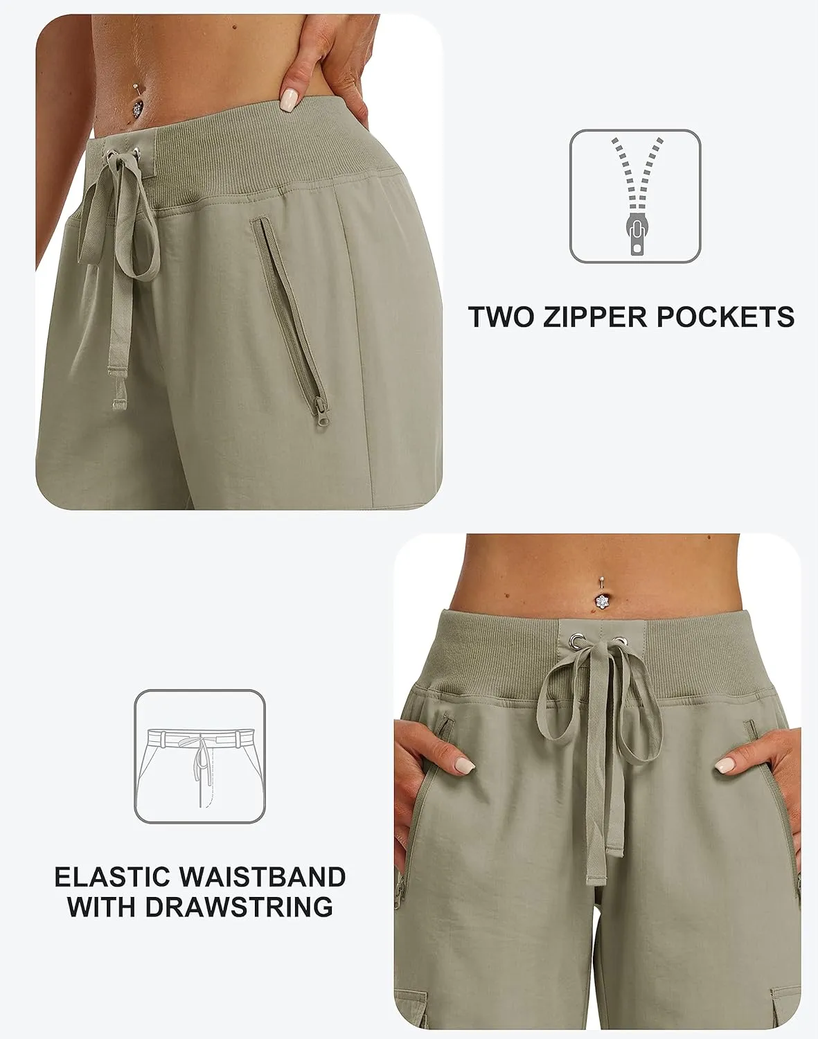 MoFiz Women's Cargo Capris Pants Loose Fit Casual Hiking Pants Lightweight Quick Dry Travel Summer Pants for Women