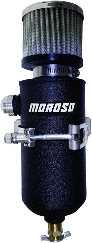Moroso 85751 Breather Tank Catch Can, #12 Male, Black Powder Coat