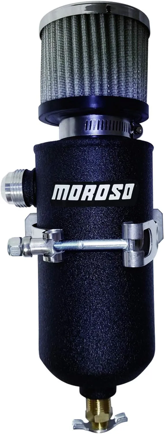 Moroso 85751 Breather Tank Catch Can, #12 Male, Black Powder Coat
