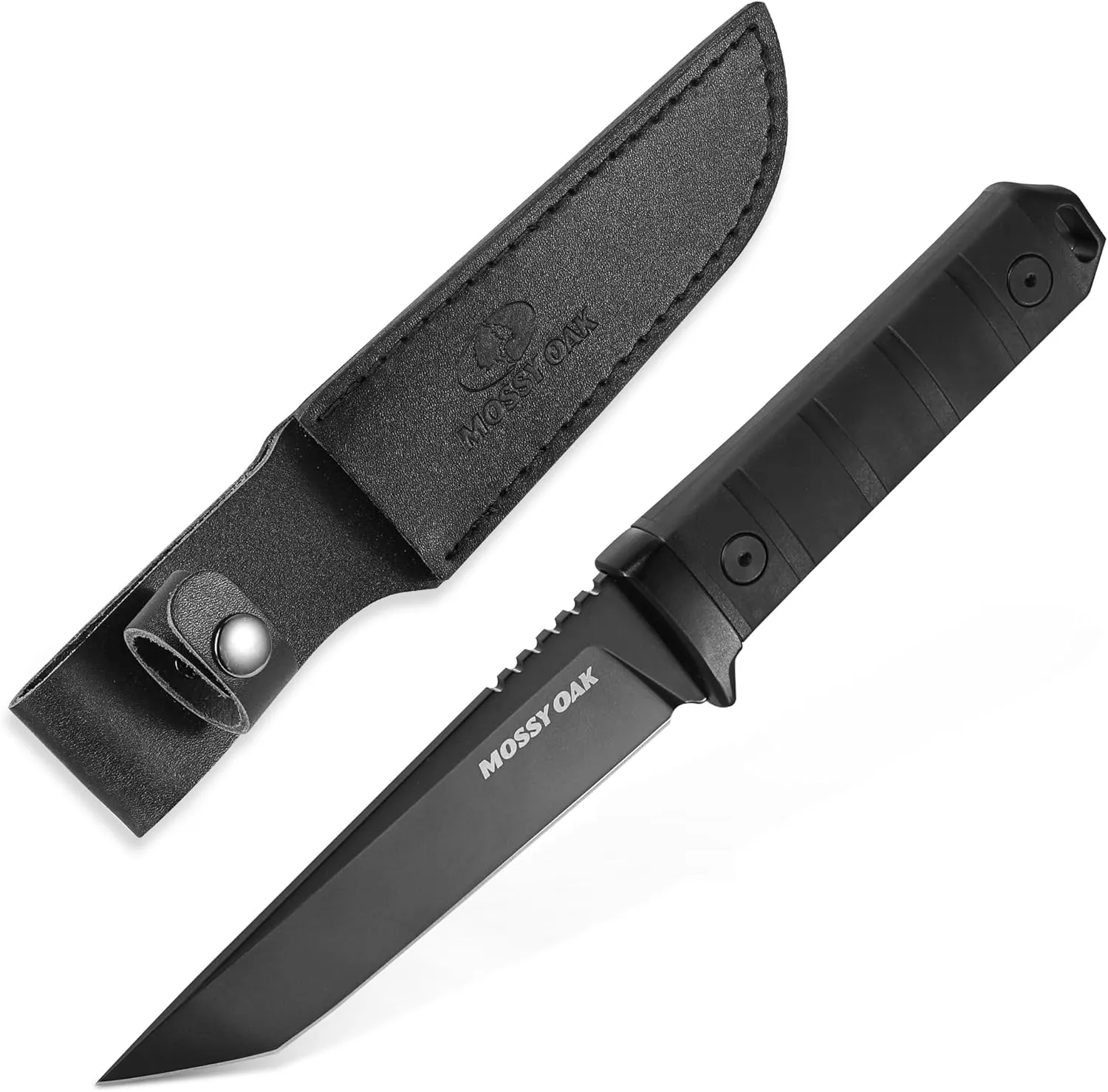 Mossy Oak 10 Inch Fixed Blade Knife, 14C28N Full Tang Tanto Hunting Knife with Sheath for Survival, Camping, Hiking, Tactical Use