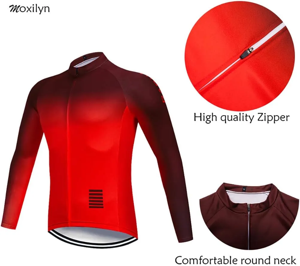 MOXILYN Men's Quick-Dry Cycling Jersey Set Road Bike Bicycle Shirt   Bib Pants with 9D Gel Padded MTB Riding Clothing kit