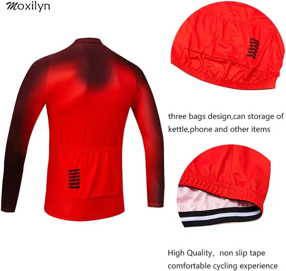 MOXILYN Men's Quick-Dry Cycling Jersey Set Road Bike Bicycle Shirt   Bib Pants with 9D Gel Padded MTB Riding Clothing kit