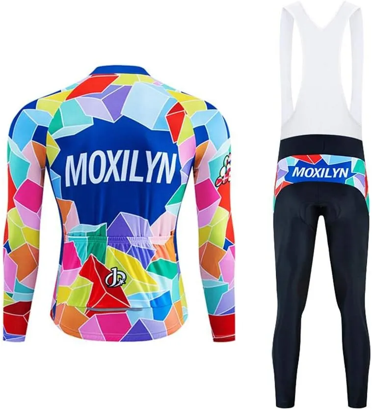 MOXILYN Men's Quick-Dry Cycling Jersey Set Road Bike Bicycle Shirt   Bib Pants with 9D Gel Padded MTB Riding Clothing kit