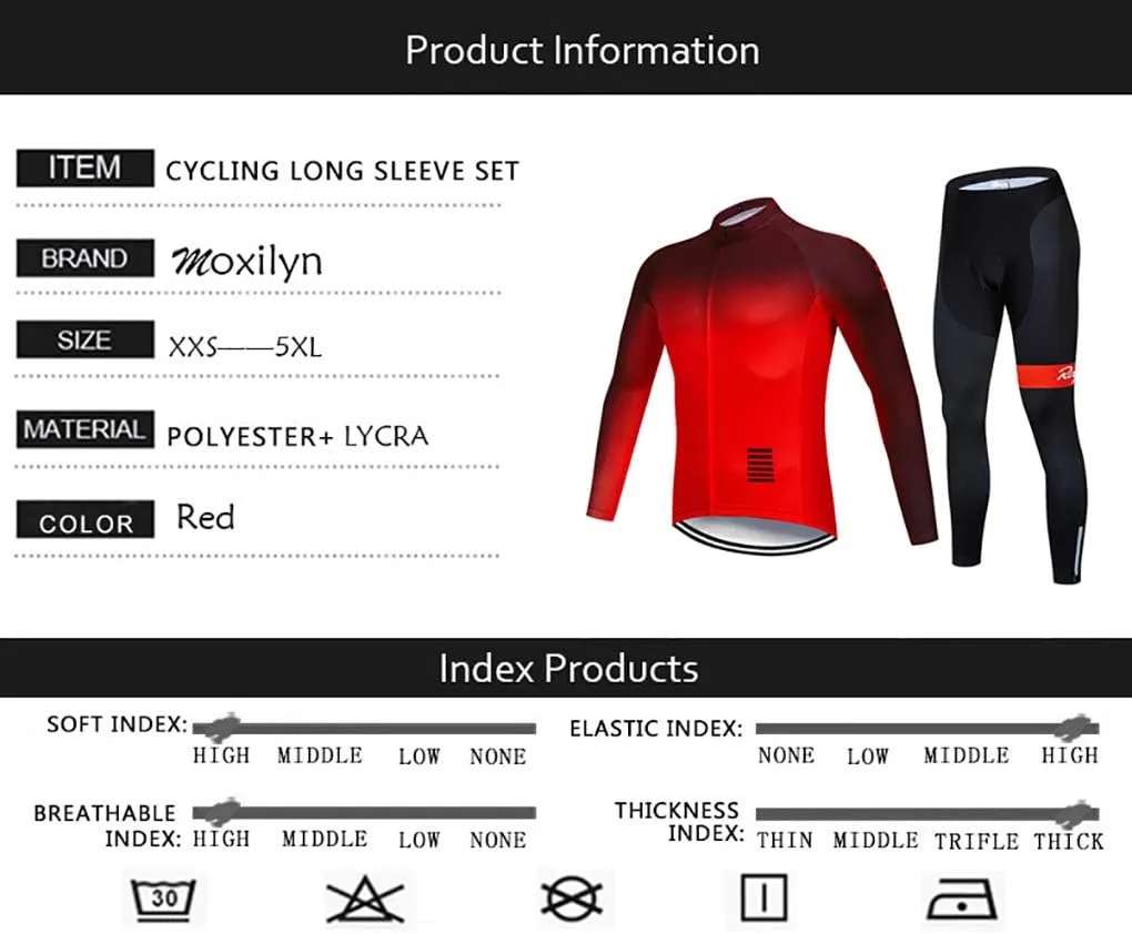 MOXILYN Men's Quick-Dry Cycling Jersey Set Road Bike Bicycle Shirt   Bib Pants with 9D Gel Padded MTB Riding Clothing kit