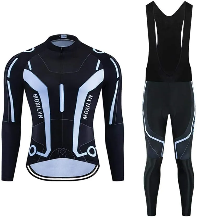 MOXILYN Men's Quick-Dry Cycling Jersey Set Road Bike Bicycle Shirt   Bib Pants with 9D Gel Padded MTB Riding Clothing kit