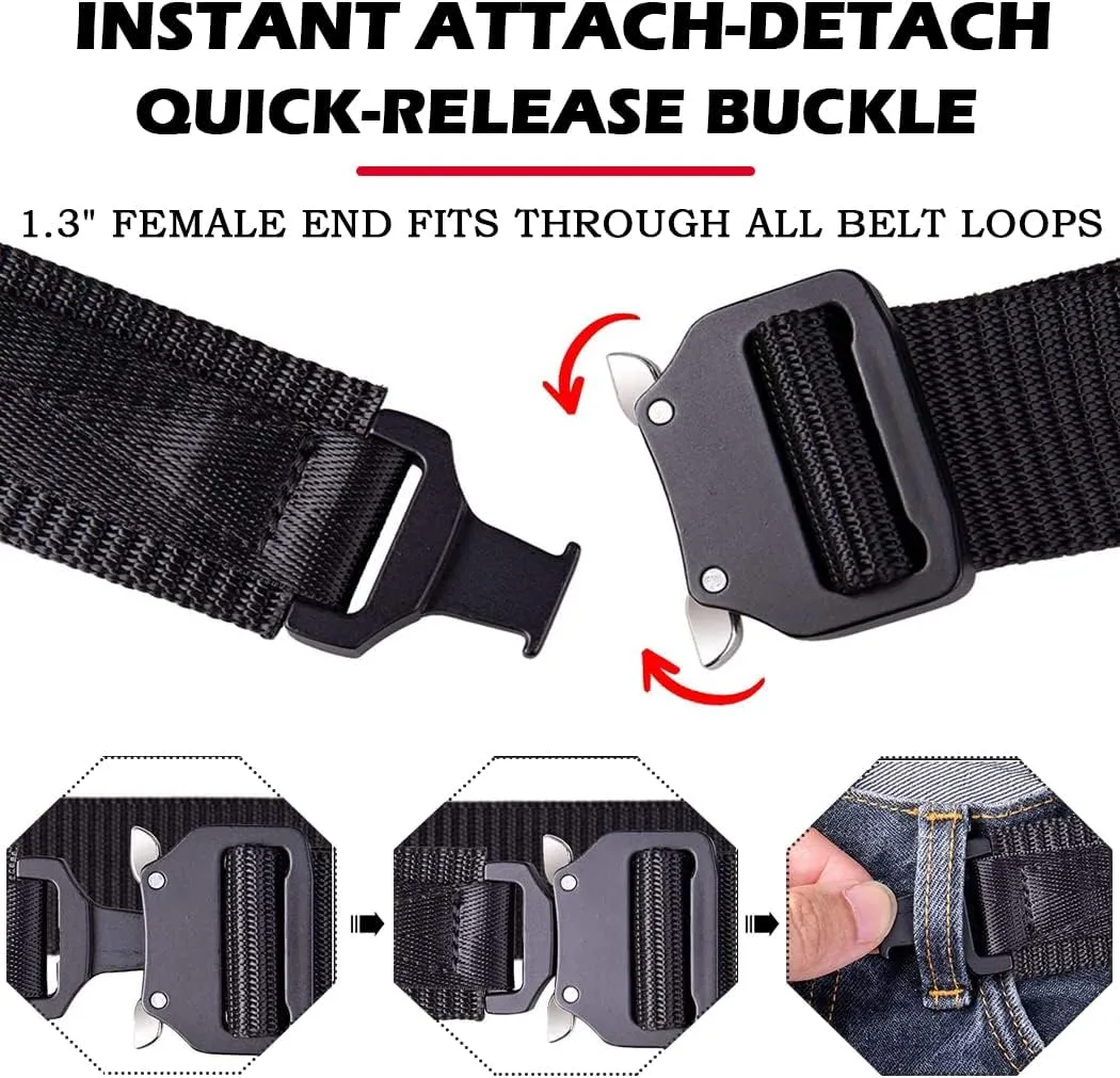 MOZETO Tactical Belts for Men 1.5" Nylon EDC CCW Gun Belt for Concealed Carry Holsters with Heavy Duty Quick Release Buckle