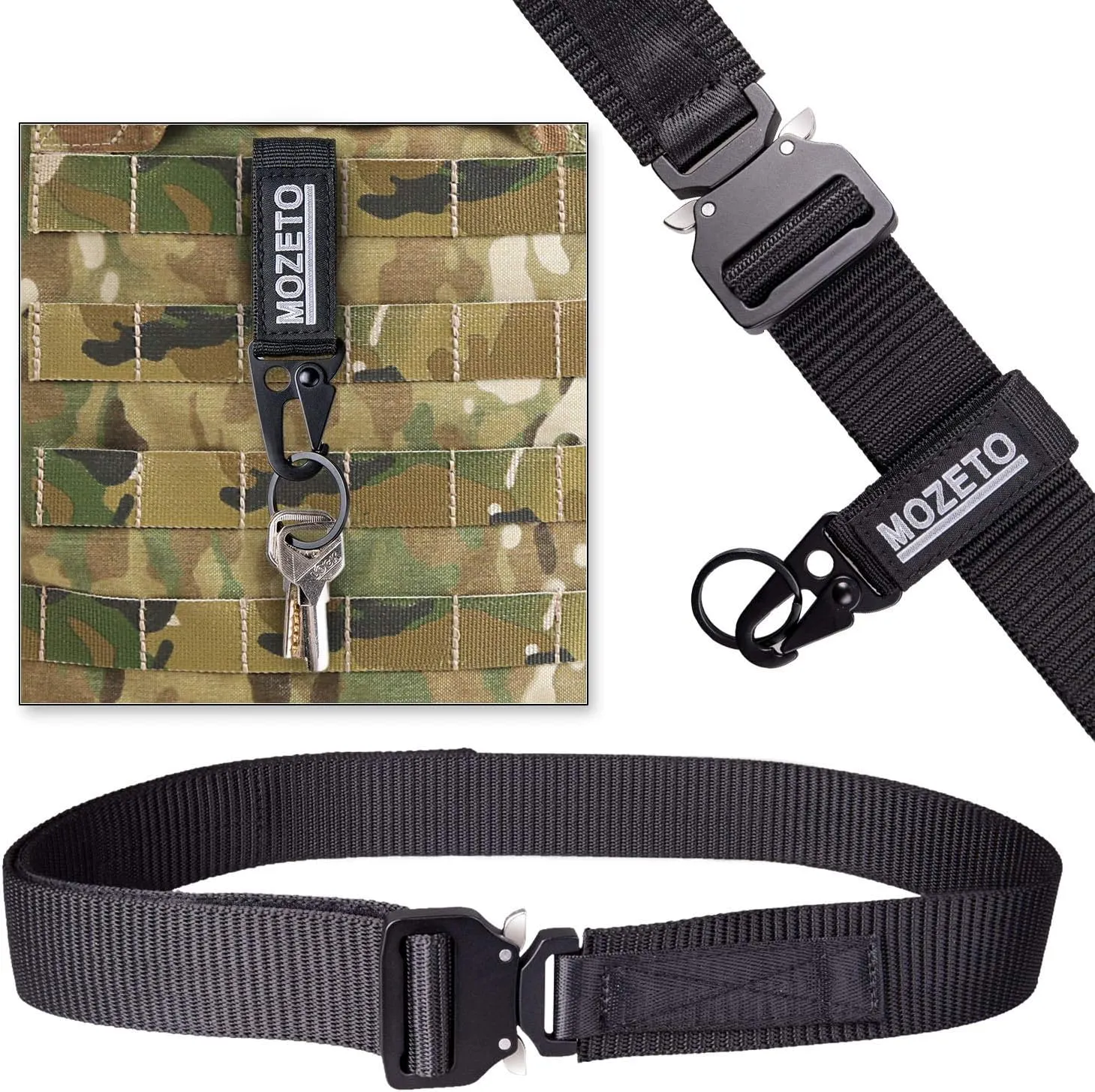 MOZETO Tactical Belts for Men 1.5" Nylon EDC CCW Gun Belt for Concealed Carry Holsters with Heavy Duty Quick Release Buckle