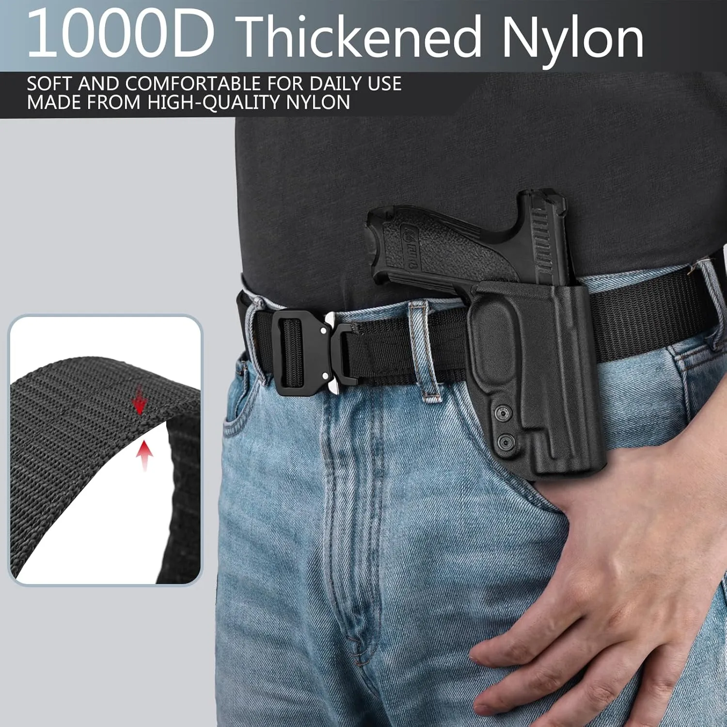 MOZETO Tactical Belts for Men 1.5" Nylon EDC CCW Gun Belt for Concealed Carry Holsters with Heavy Duty Quick Release Buckle