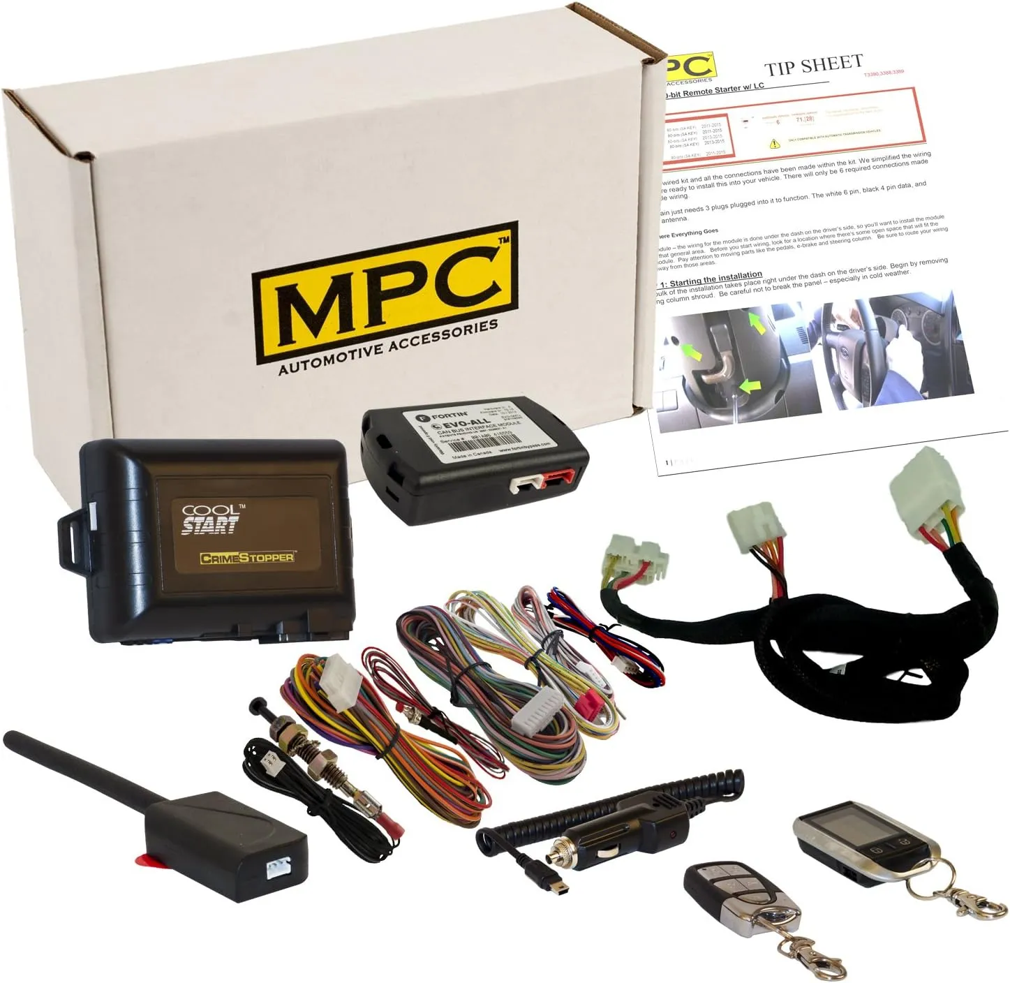 MPC Complete 2-Way LCD Remote Start Keyless Entry Kit w/T-Harness for 2011-2013 Kia Optima Key-to-Start ONLY - Firmware Preloaded
