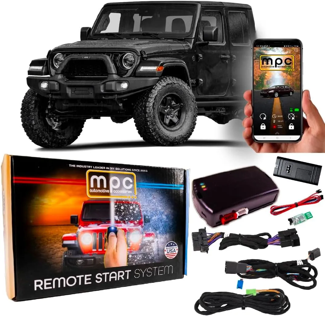 MPC Remote Start with Smartphone Control Compatible with 2020-2025 Jeep Gladiator - Gas/Diesel - T-Harness - Smartphone or Factory Key Fob Activated - FlashLink Updater