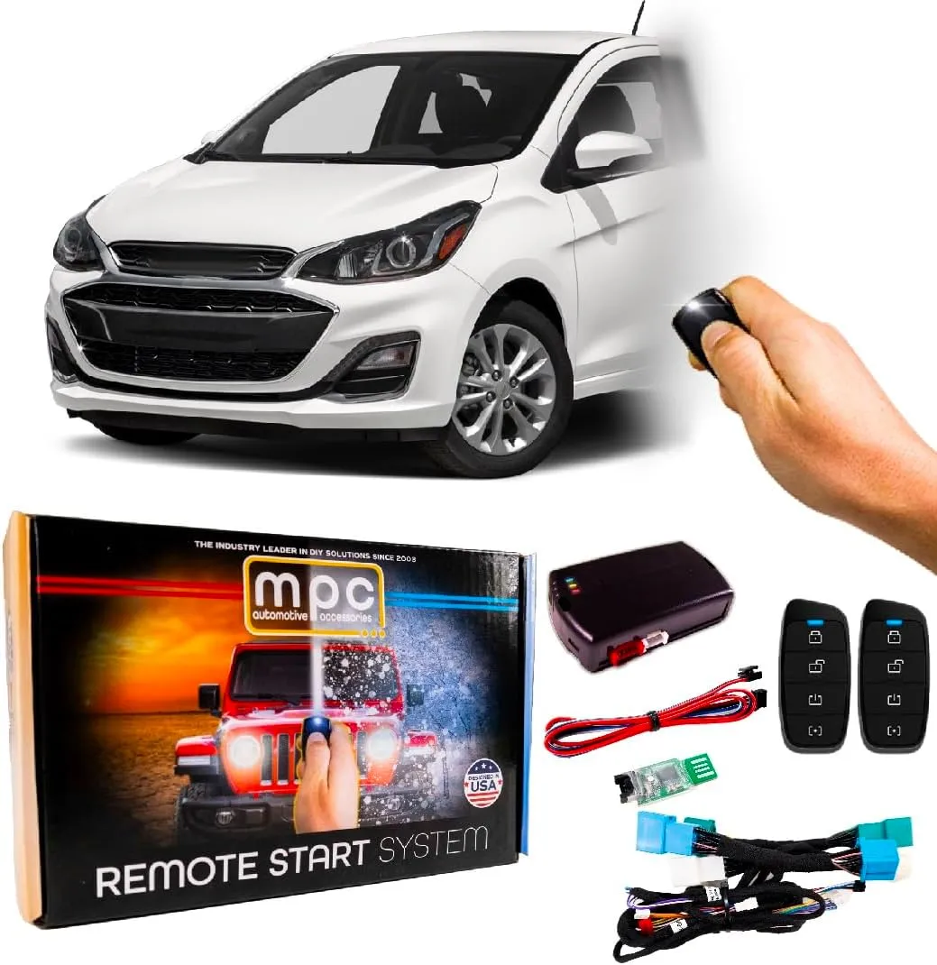 MPC Smartphone or Factory Remote Activated Remote Start Kit Compatible with 2012-2022 Chevrolet Spark - Key-to-Start - Plugin T-Harness - FlashLink Updater - USA Tech Support