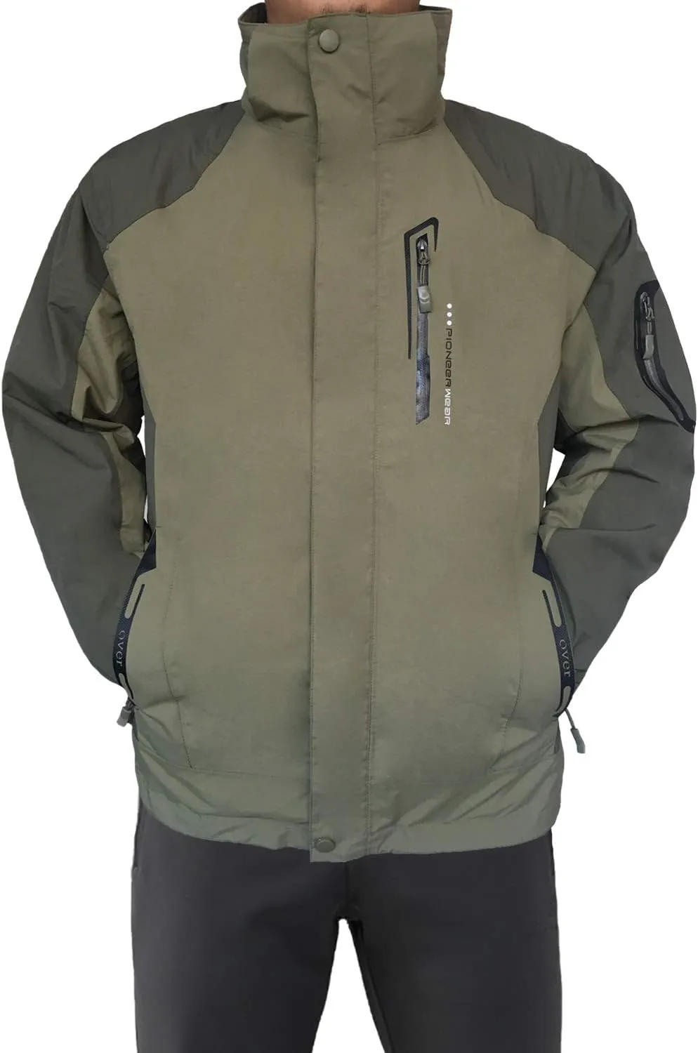 Mr.Stream Men's Outdoor Hooded Hard Shell 3-in-1 Jacket Waterproof Windproof Snow Ski Fleece Raincoat