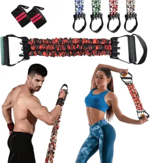 Natural Latex 3-Hole Resistance Stretcher, 3-Way Resistance Bands for Working Out, 60-135lb High Elasticity & Tear Chest Clip Muscle, Unisex Exercise Bands Resistances for Exerciser