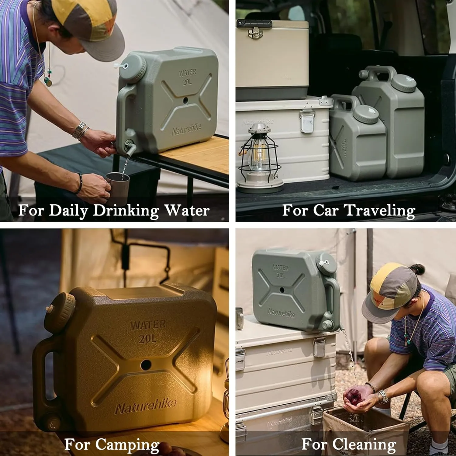 Naturehike Camping Water Container, 3.17/5.28 Gallon Portable Water Container with Adjustable Spigot, Water Tank, Portable Emergency Water Storage Camp Water Jug for Camping, Hiking