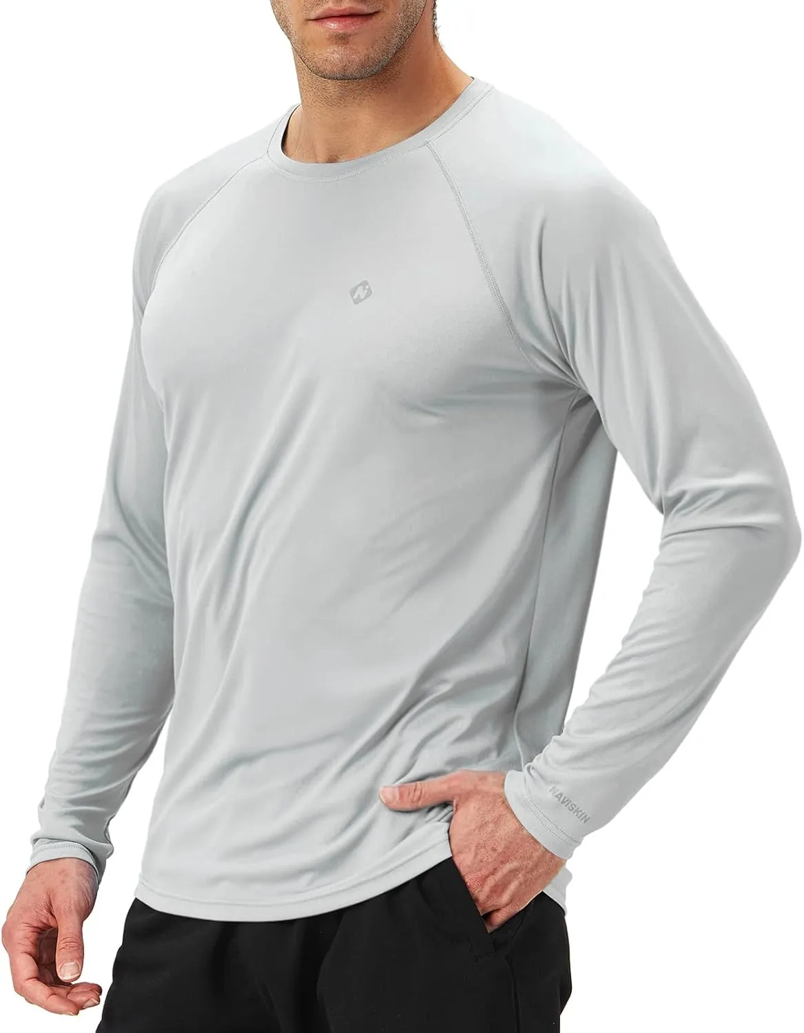 NAVISKIN Men's Rash Guard Shirts Swim Shirts UPF 50  UV Sun Protection Long Sleeve Shirts Lightweight Quick Dry