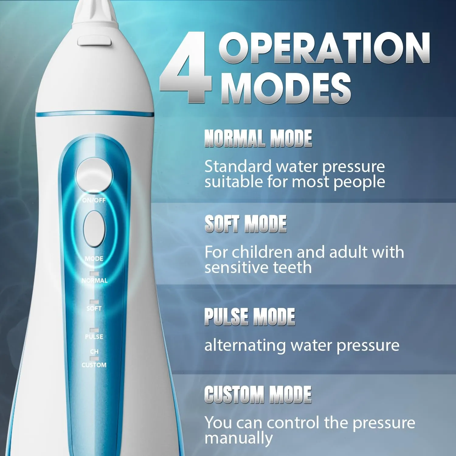 Nicwell Water Dental Flosser Pick for Teeth: 4 Modes Cordless Portable Rechargeable Oral Irrigator IPX7 Waterproof Cleaner Pik Deep Cleaning Flossing Pic Machine for Home Travel